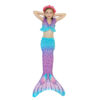 Blue Coral Mermaid Tail Swimsuit Set For Girls