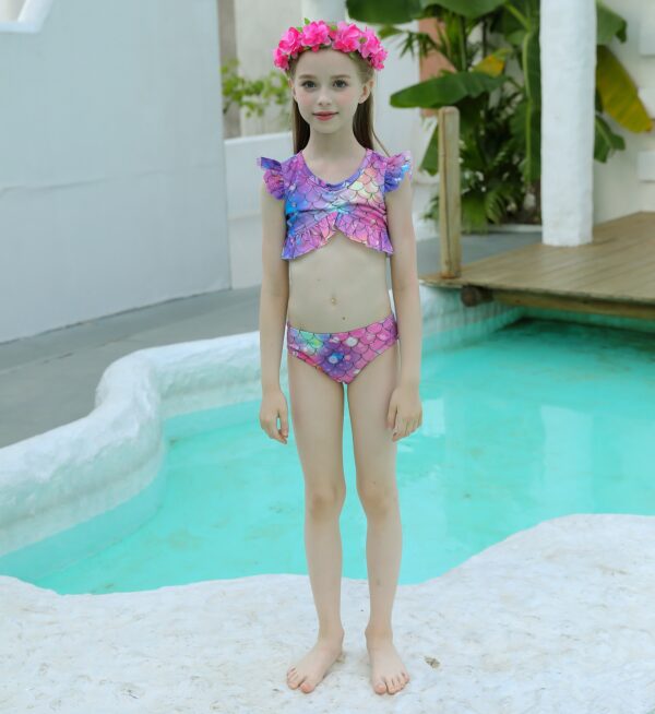 Rose Moon Mermaid Tail Swimsuit Set For Girls