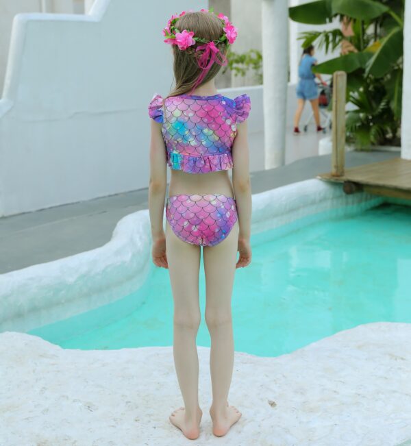 Rose Moon Mermaid Tail Swimsuit Set For Girls