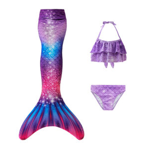 Lavender Mermaid Tail Swimsuit Set For Girls