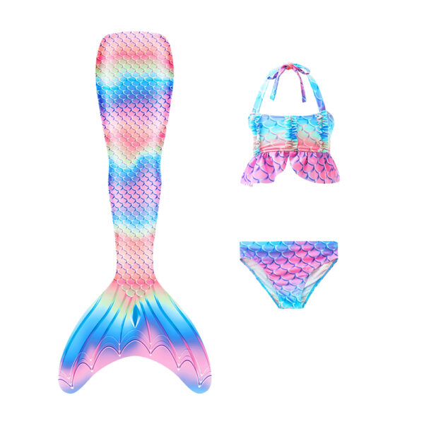 Rainbow Bridge Mermaid Tail Swimsuit Set For Girls