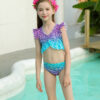 Blue Coral Mermaid Tail Swimsuit Set For Girls