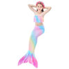 Flower Sea Mermaid Tail Swimsuit Set For Girls