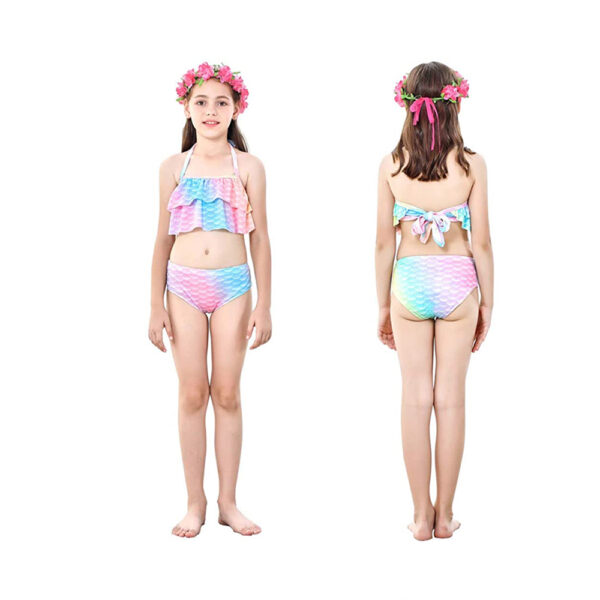 Flower Sea Mermaid Tail Swimsuit Set For Girls