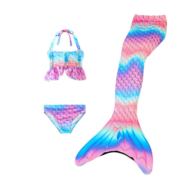 Rainbow Bridge Mermaid Tail Swimsuit Set For Girls