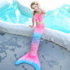 Caribbean Coral Mermaid Tail Swimsuit Set For Girls