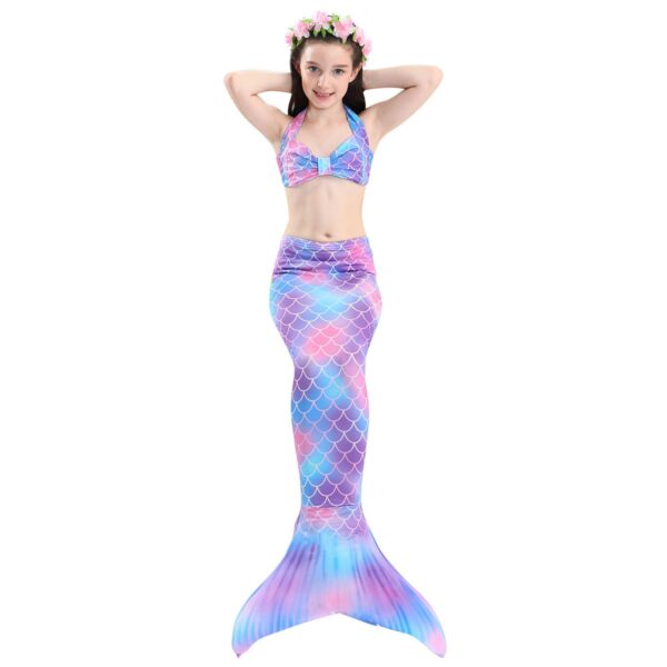 Lavender Twilight Aegean Mermaid Tail Swimsuit Set For Girls