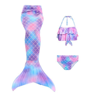 Mauve Dusk Pacific Mermaid Tail Swimsuit Set For Girls