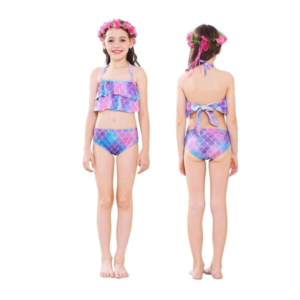 Mauve Dusk Pacific Mermaid Tail Swimsuit Set For Girls